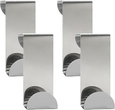 Luckious 4PCS Over The Door Hook for Door, Bathroom - Stainless Steel Versatile Coat Hooks, Over Door Hangers, Reversible Cupboard and Drawer Hooks, Kitchen, Bedroom, Office