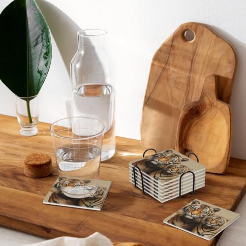 Dessous de verre avec support tigre pour protéger la table lors du café