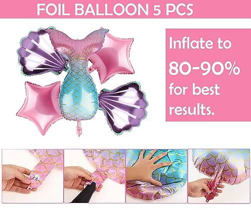 Image of Party Propz Mermaid Theme Birthday Decoration Kit for Girls - 64 pcs, Happy Birhday Banner for Kids, Mermaid Balloons for Decorations | Under The Sea Theme Decor for Kids