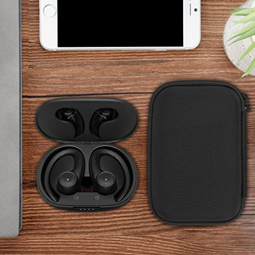 Image of Geekria Shield Earbuds Case Compatible with Tribit MoveBuds H1 Wireless Bluetooth Earbuds, Replacement Hard Shell Travel Carrying Bag with Cable Storage (Black)