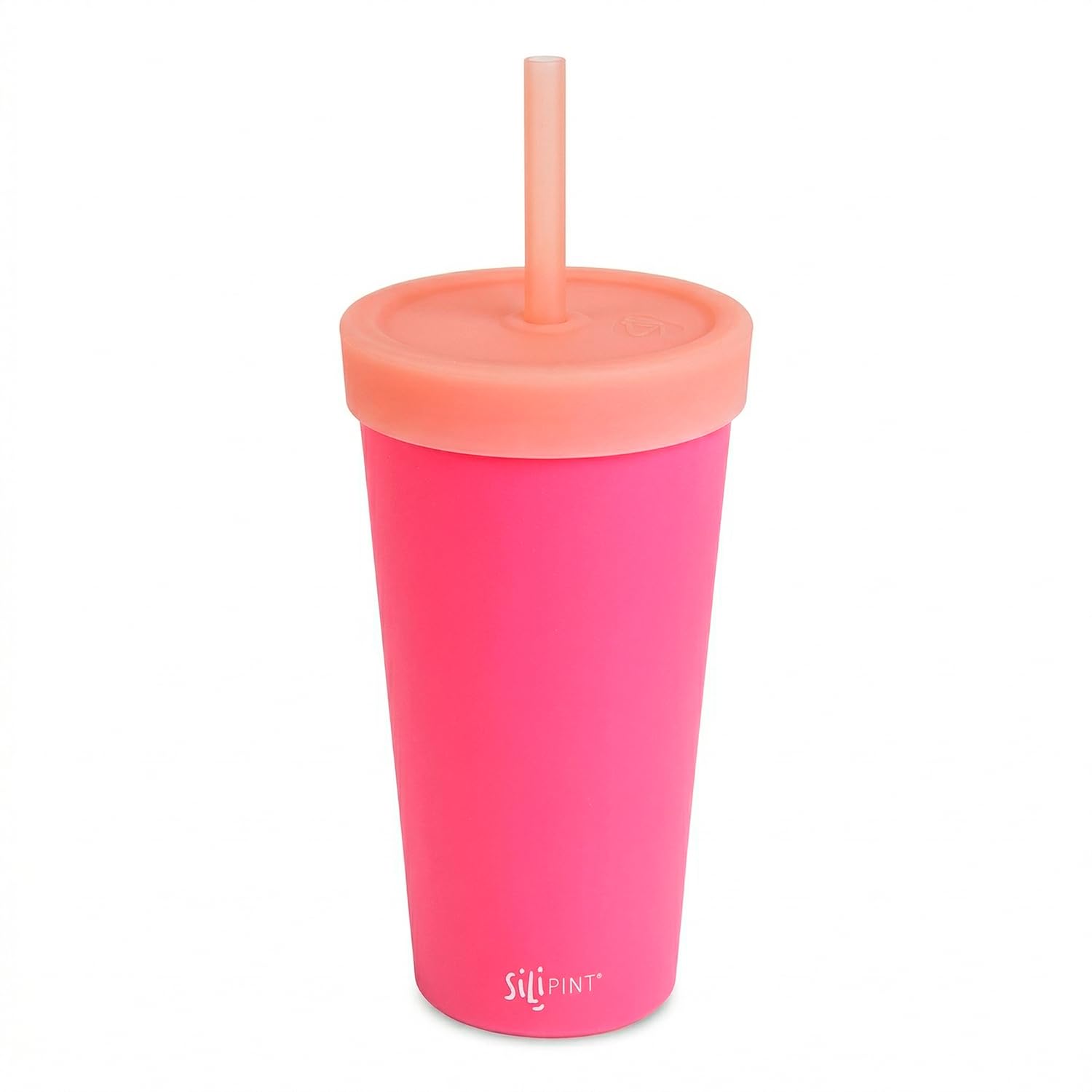 Silipint Silicone 22oz Bomber Cup - Straw Tumbler Reusable, Unbreakable, Flexible, Hot/Cold, Airtight Lid, Travel, Sustainable - Lilly Pilly with Smoke Lid Pack of 1