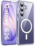 Opkiegrn Magnétique Coque pour Samsung Galaxy S26 5G Compatible avec MagSafe avec 2 Verre trempé Protection écran, Anti-Jaune Antichoc Caméra Protecteur Etui Housse Mat Case Transparent