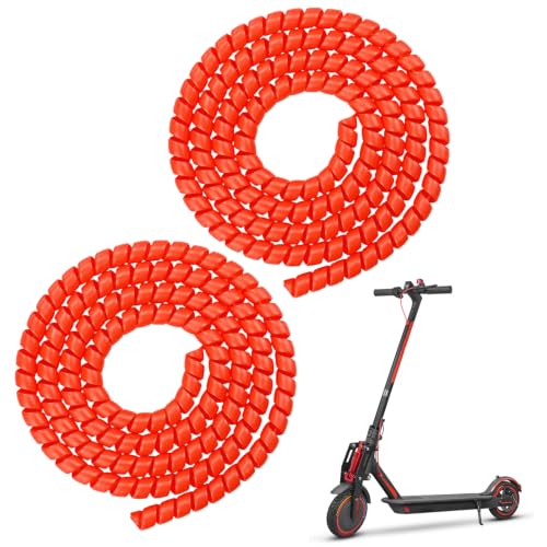 Godneei 2 unidades de 1 m de accesorios para patinete eléctrico, protección de cables, manguera en espiral, color rojo