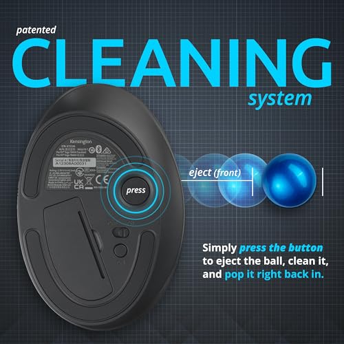 Image of Kensington TB450 Wireless Trackball Mouse, Bluetooth LE & 2.4GHz Connection, 4 DPI Options, Connect up to 3 Devices (K72194WW), Black-Blue