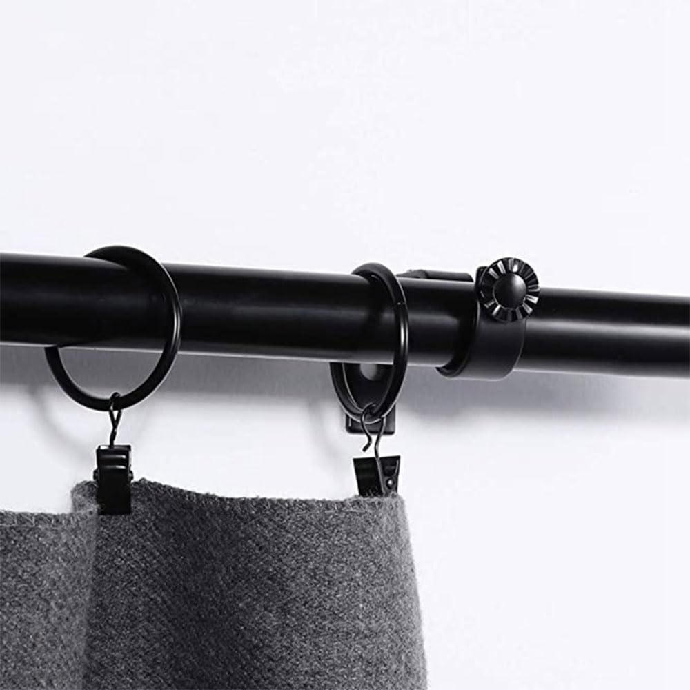 Support Tringle à Rideau Réglable - Lot De 4 Avec Vis Et Chevilles - Métal Noir Pour Maison/Bureau