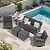 Suvivityse 6 Pieces Patio Furniture Set, Patio Conversation Sets with Wicker Swivel Chair for Backyard Garden(Dark Grey)