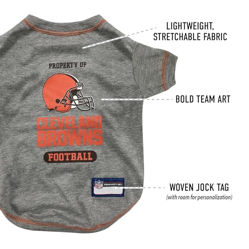 Image of NFL Cleveland Browns Dog T-Shirt for Pets, Size Large. Officially Licensed Pet Shirt with Team Logo, Soft Stretchable Comfort Fit Apparel for Dogs & Cats