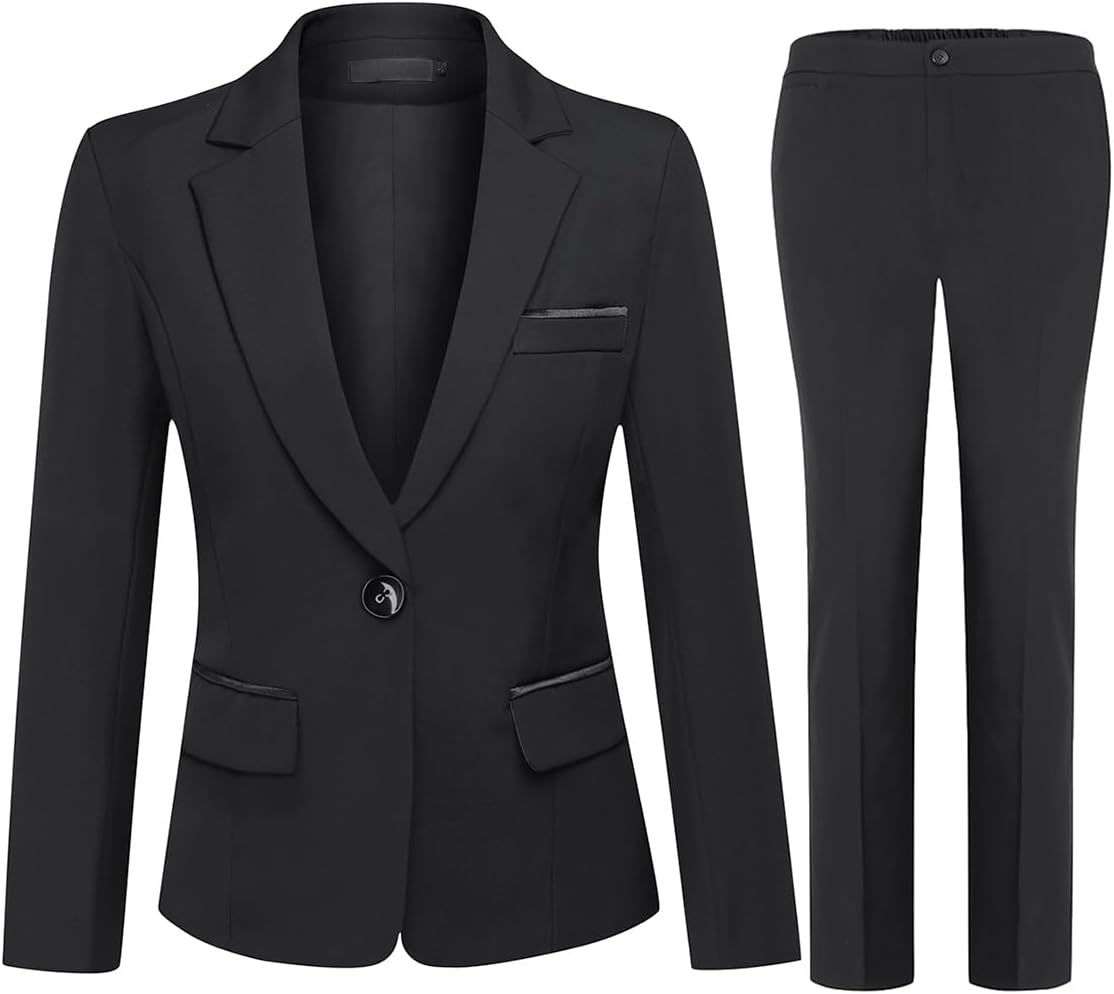 Womens Suits 2 Piece Set Business Casual Long Sleeve Blazer and Pants Suit for Work Office
