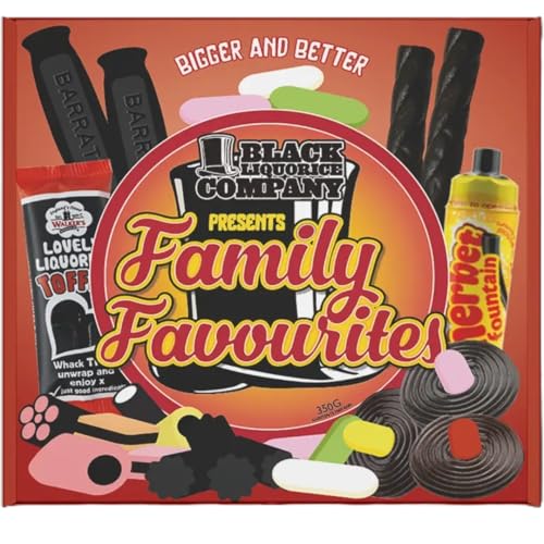 Black Liquorice Company Family Favourites Retro Sweets Gift Box | 350g Letterbox Friendly Liquorice Hamper Featuring Barratt Sticks, Sherbet Fountain, Allsorts & Toffee | Nostalgic British Candy Gift - Image 2