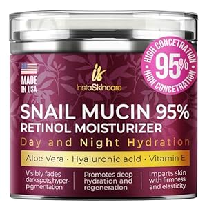 InstaSkincare Snail Mucin Retinol Moisturizer Cream – Day and Night Moisturiser for Face – Snail Mucin Cream for Dry And Sensitive Skin with Niacinamide Aloe Vera – Made in USA (1.7 Oz)