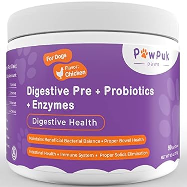 AMAZON - PawPuk Paws Digestive Supplements for Dogs, Inulin – Beneficial Bacterial Balance, Fiber, Probiotics – Healthy Gut Microbes, Supports Bowel, Intestinal, and Immune Systems, Proper Solids Elimination