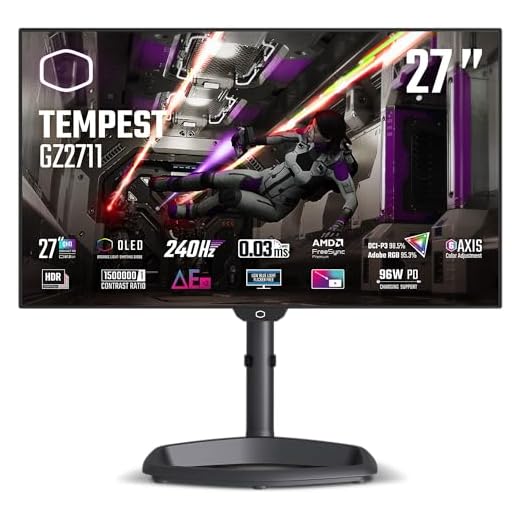 Cooler Master Tempest GZ2711 27” OLED 2K 144Hz|240Hz QHD 2560 x 1440 PC Monitor, 0.03ms (MPRT), HDR10, DCR, FreeSync Premium, DP1.4 * 2, HDMI 2.1 * 2, USB B*1, USB A*2, USB C*1