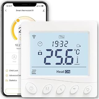 WiFi för smart termostat för golvvärme, programmerbar pannkontroll kompatibel med Alexa, röststyrning (3-uppvärmning 3A)