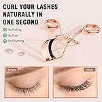Eyelash Curler with Comb, Professional Volumizing Lash Lift Kit Lash Curler with Refill Pads for Home & Travel Uses, Rose Gold - Image 3