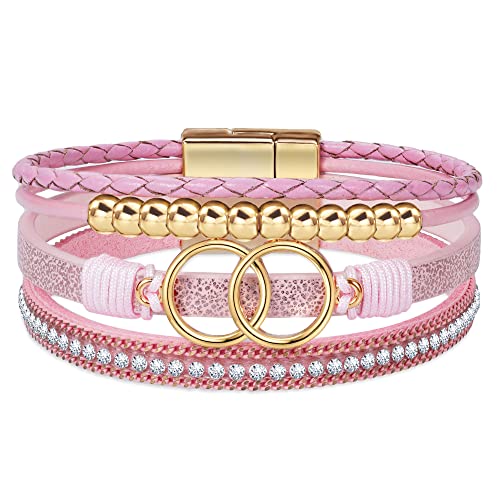 Image of Bracelets for Women, Gifts for Mom Her Christmas Gift 2026 Leather Bracelets for Women Birthday Gift for Daughter Inspirational Wrap Bracelet Sister Friend Teen Girl Gift Layered Stocking Stuffers Jewelry