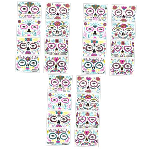 Autocollants de visage Halloween Healvian 24 feuilles maquillage temporaire fluorescent corps