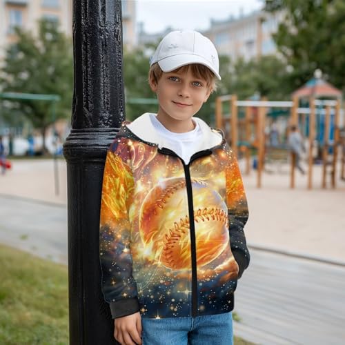 Boy's Zipper Up Sweatshirt with Long Sleeve, Fleece Hoodies for Kids, Lightweight Casual Jacket Hooded Sweatshirt3