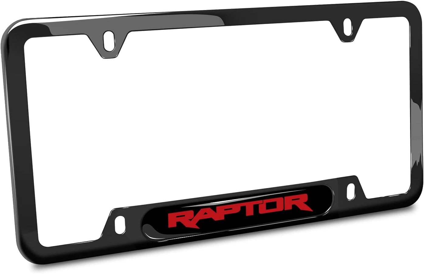 iPick Image Compatible with Ford F150 Raptor in Red Black Nameplate Black 50 States Stainless Steel License Plate Frame