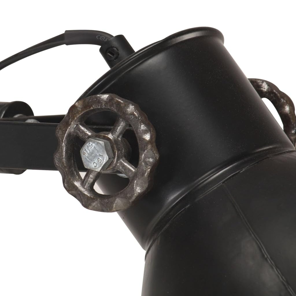 Lampada a stelo a 2 luci, in ghisa nera, con attacco E27, 28 x 160 cm, interruttore a terra, paralumi regolabili angolari, lampada industriale per soggiorno, camera da letto, corridoio