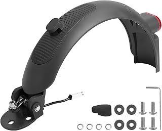 Aluminium-Heckkotflügel-Rücklicht-Set., kompatibel mit Xiaomi M365 Pro Pro2 1S Mi 3 Upgrade Kotflügel Scooter Kotflügel Reifenspritzer Kotflügelschutz Teile(Black kit)