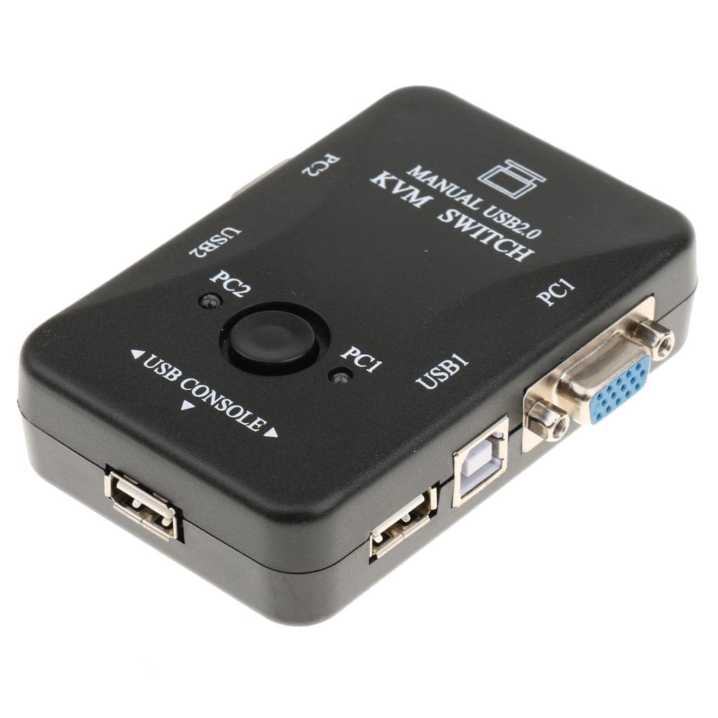 calandis 2-port usb vga kvm switch box+cables for computer sharing monitor keyboard
