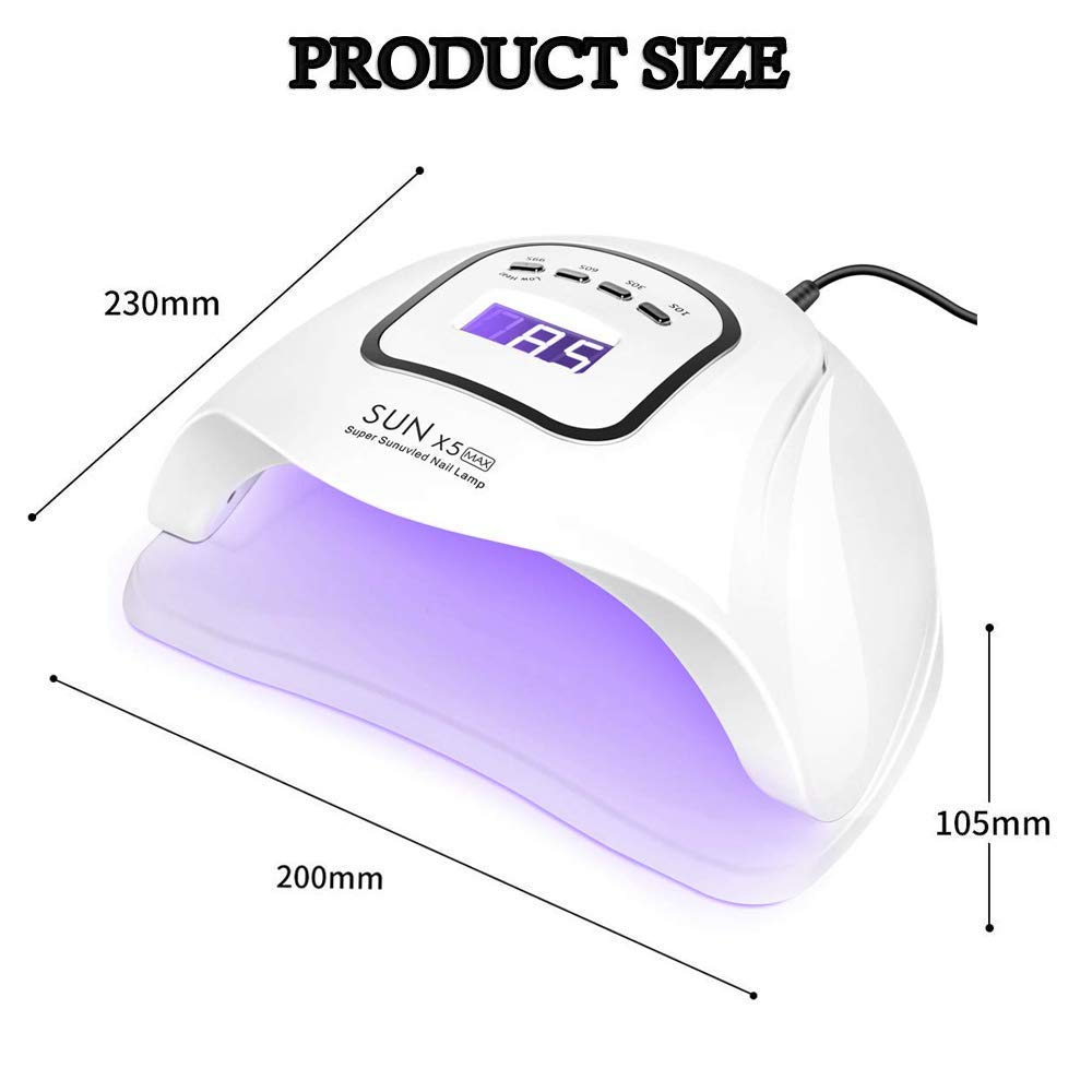Lampe sèche-ongles 150W, Lampe à ongles UV LED pour ongles en gel, avec réglages de minuterie 10s/30s/60s/99s, capteur infrarouge, écran LCD