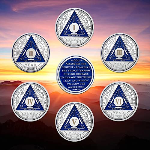 Image of Imasoner 1 Year Sobriety Coin Alcoholics Anonymous Medallion Sobriety Chip Anniversary Token Recovery Gift