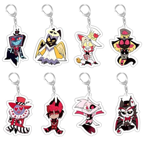 Ainvliya 8 Stück Ha-zbin Hotel Schlüsselanhänger Anime Schlüsselanhänger Set hängende Ornament Anhänger für Kinder Erwachsene