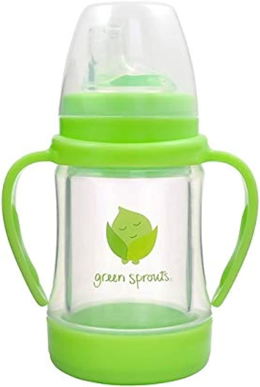 green sprouts Glass Sip & Straw Cup, Light Lime, 6 Months+