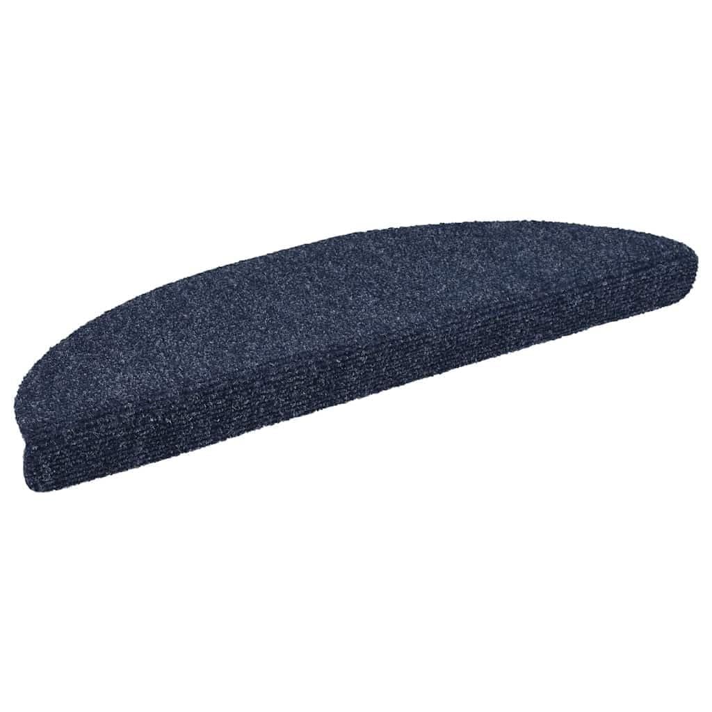 Maty na schody samoprzylepne, 30 szt., niebieskie, półokrągłe, 56 x 17 x 3 cm, antypoślizgowe, z paskami klejącymi, izolacja akustyczna, nadają się do prania, na drewniane schody, schody
