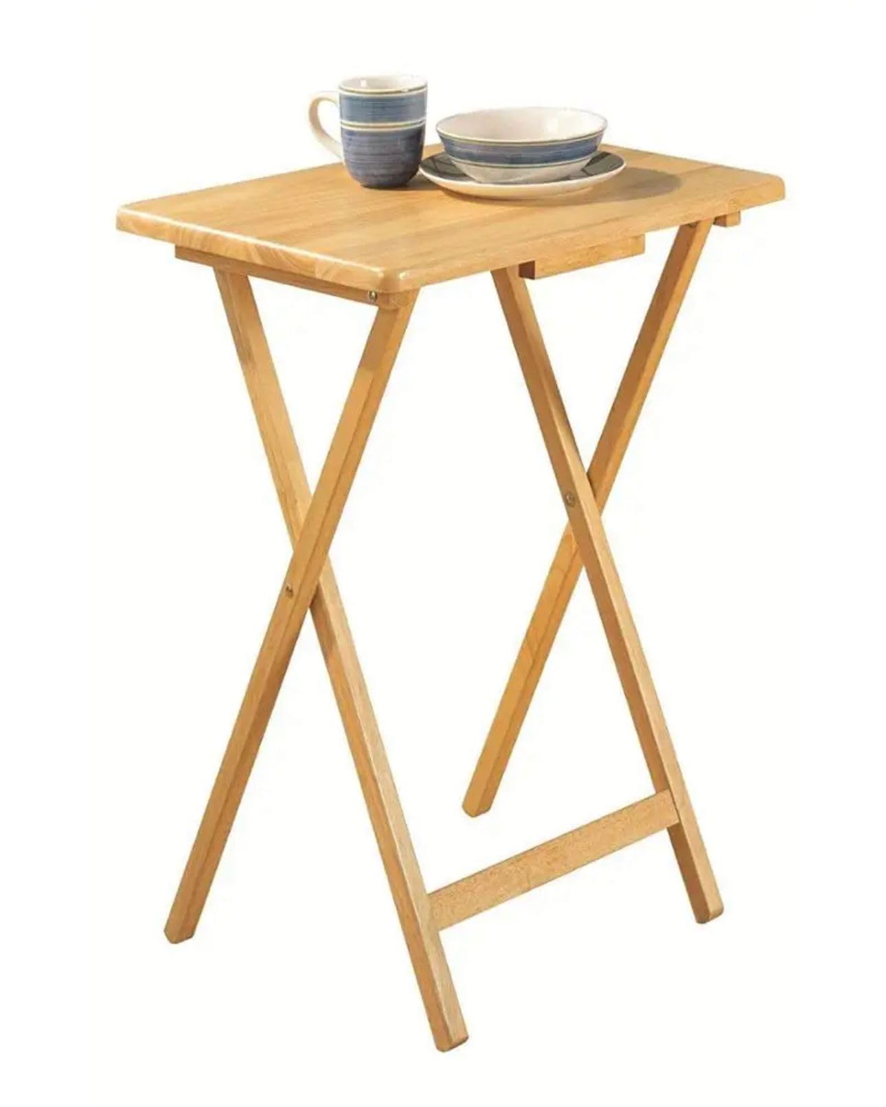 FAHD TRADERSFolding Snack Table - Laptop Table - Natural Rubber Wood | Ideal for Tea, Coffee, Sofa Table, Outdoor Camping | Fully Assembled