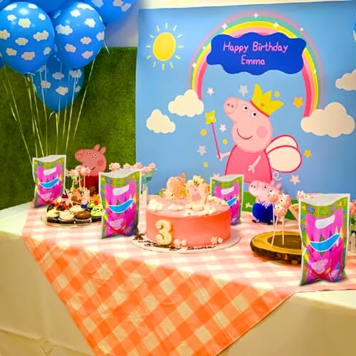 Image of WANNA PARTY Pack of 10 Pig Party Favor Bags, Pig Theme Loot Bags /Goodie Bags for Cute Cartoon Theme Pig Party Decorations
