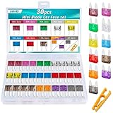 Kfz Sicherungen Set 30 Stk, JatilEr Autosicherungen Set Gemischt Mini, Flachsicherungen Kfz, Stecksicherung 2A 3A 5A 7.5A 10A 15A 20A 25A 30A 35A 40A mit 1 Sicherungszieher für Auto/Motorrad/Boot