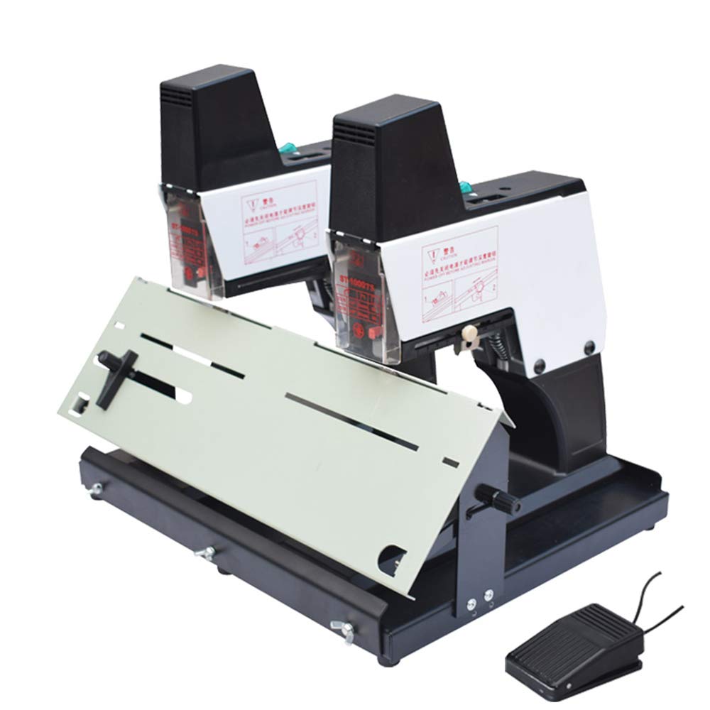 FHRKA Double Electric Saddle Stapler Booklet Stapler 40 Sheets Saddle Staples & Side Staple Depth Adjustable for Office Factory Stores