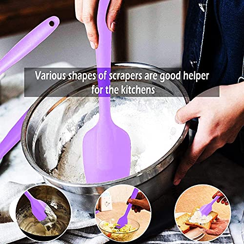 Image of Silicone Spatula Set Silicone Kitchen Utensils Set with Basting Pastry Silicone Brush Heat Resistant Non-Stick, for Cooking Baking Cake Decorating, Rubber Spatula Turner Spoonula, 5 (Purple)