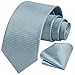 HISDERN Plaid Ties for Men with Pocket Square Set Silver Grey Men’s Necktie Handkerchief for Wedding Party Formal Casual Mens Tie