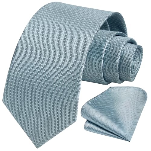Image of HISDERN Ties for Men Formal Business Plaid Checked Mens Ties and Pocket Square Set Classic Wedding Necktie Handkerchief