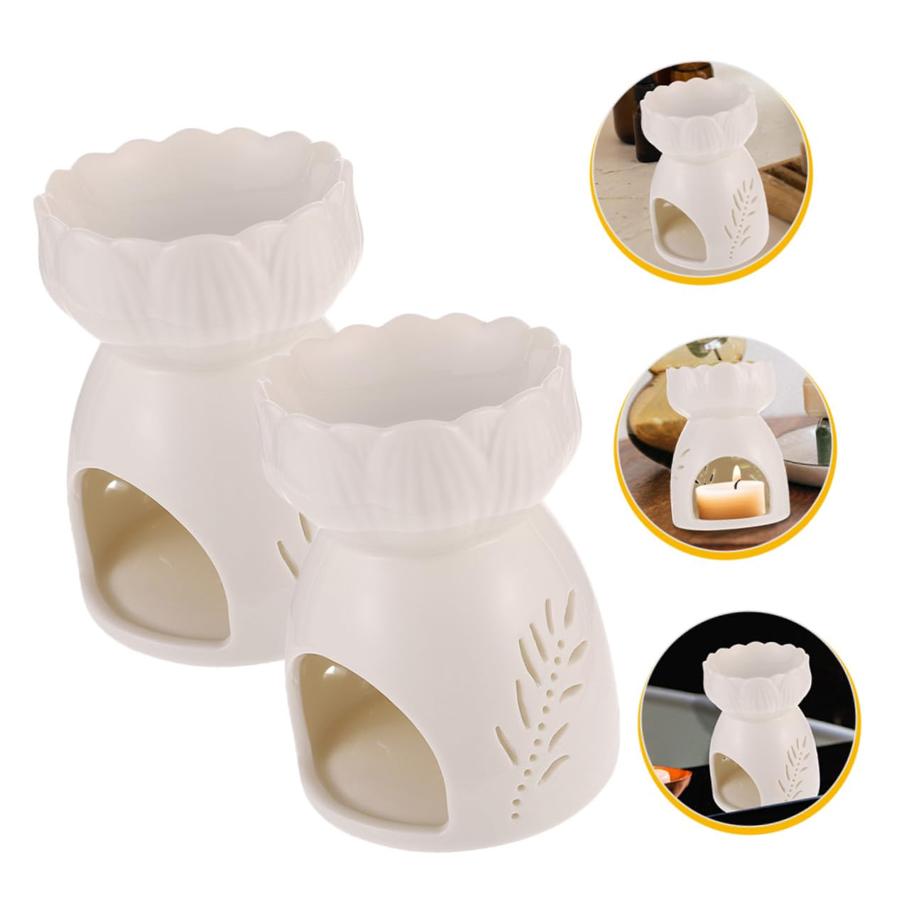 2 Stück Keramik Aromatherapie Duftlampe Hohlgearbeitetes Stabile Tischdekoration Leichtes Aromaöl Handgefertigter Keramik Diffuser für Zuhause und Geschenk