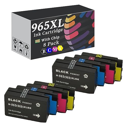 Compatible for Canon 965XL Ink Cartridge Replacement for OfficeJet Pro 9010 9012 9013 9014 9015 9016 9018 9019 9020 9022 9023 9025 9026 9027 9028 9029 All-in-One Pri 8 Pack