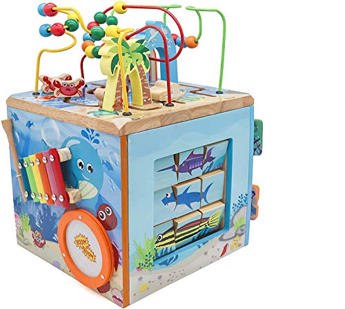 Under The Sea Adventures, Deluxe Activity Wooden Maze Cube - Perfect for Kids Play, Musical Activity, and Toddlers Early Developmental Skills - Thumbnail 2