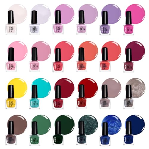 Set de vernis à ongles sans gel – 24 couleurs, flacons de 5 ml avec finition brillante, pastel, pailletée, mate & métallique, fabriqué dans l’UE (Set...