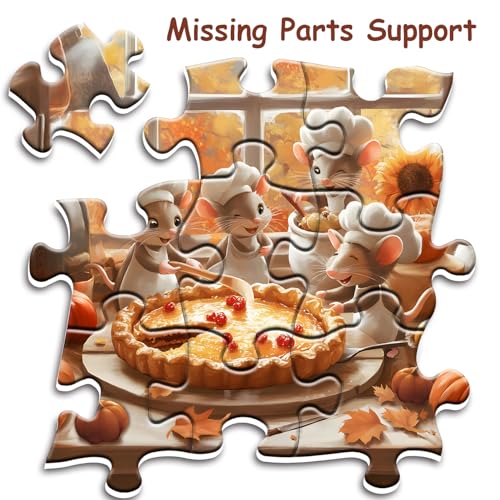 Puzzles de Ratones Lindos para Adultos 1000 Piezas, Puzzles de Ratones de Cocina de Otoño, Rompecabezas Difícil de Animales para Arte de Pared en Casa miniatura 7