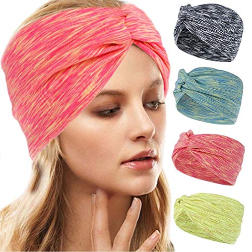Zoestar Boho Cross Headband Stretchy Headbands Wide Elastic Turban Hair Band Yoga Head Wraps for Women and Girls (Style 7)
