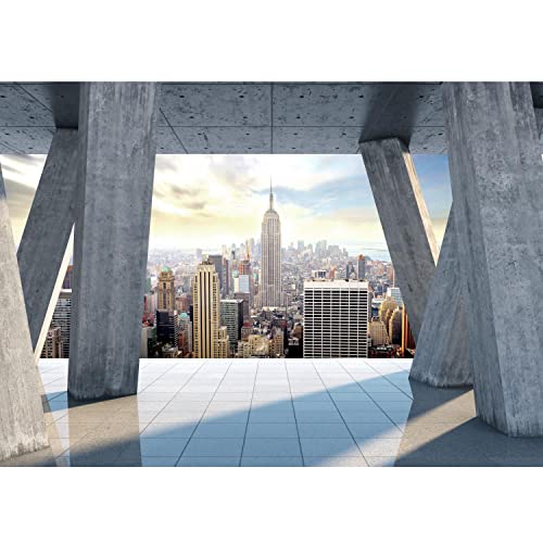 Runa Art Papel tapiz fotográfico 396 x 280 cm Ventanas con vistas a Nueva York | Lana Decoración De Pared Sala Cuarto | Fabricación alemana | azul 9138012b