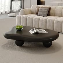 Cloud Coffee Table with 3 Ball Legs, Unique Cartoon Coffee Table Cute Irregular Coffee Table Living Room Coffee Table for Living Room Bedroom, Easy Assembly,Black,46in