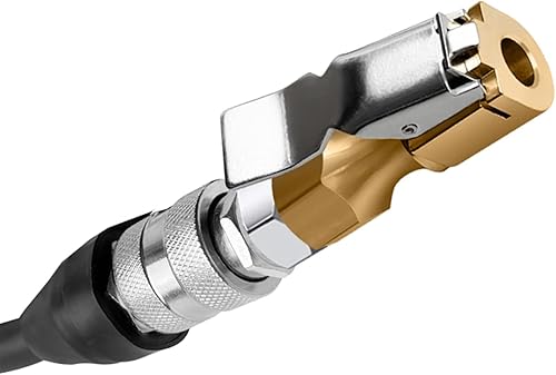 Miniatura 3 de Sets 14 inch NPT Brass Air Chuck Closed Flow Car Tire Chucks Heavy Duty Quick Lock on Tire Inflator Chuck with Clip Car Tool Nozzle Caps 2Sets Air