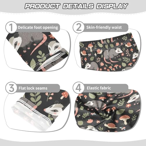 Girls Leggings Size 4T Opossum Mushroom Black Breathable Soft Tights Girl Yoga Pants for Workout Dance3