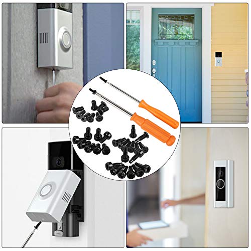 HanTof 4 Sets x 32 Pcs Ring Video Doorbell Screws,Replacement Security Screws and Screwdriver Kit Compatible with All Ring Doorbells include Video Doorbell,Video Doorbell 2,Pro and Elite