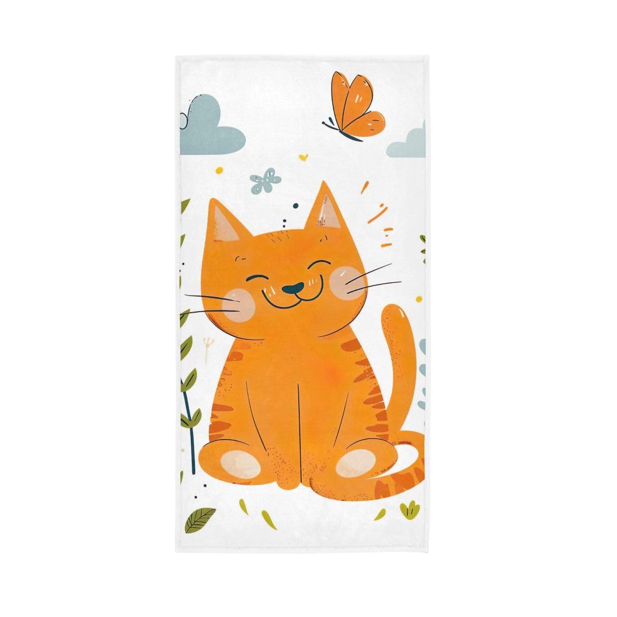 LSRCPD Cute Orange Cat Hand Towel, Multipurpose Spa Towels for Bathroom, Gym, Hotel, Spa 15 x 30 Inches