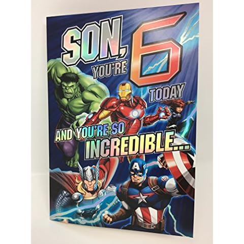 SON AGE 6 BIRTHDAY AVENGERS 'YOU'RE SO INCREDIBLE' POP OUT 3D CARD HALLMARK Cover